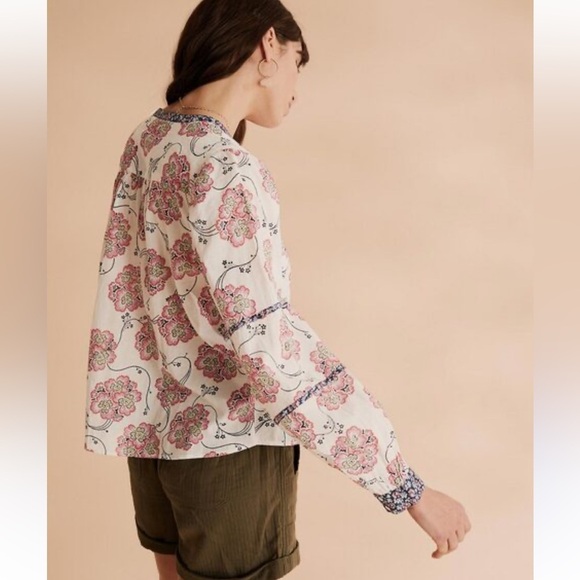 Per Una Marks and Spencer US10 Lightweight Cotton Floral Peasant Blouse - Picture 2 of 14